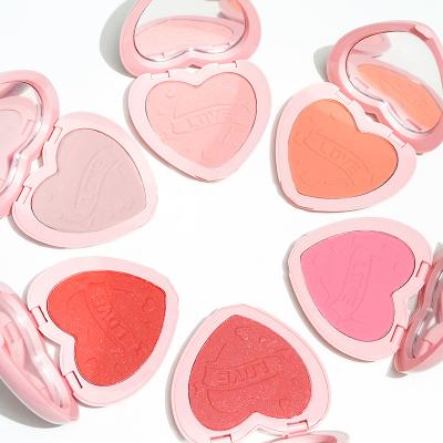 China Waterproof new arrival 6 color heart blush palette private label cosmetic face blush high pigment wholesale waterproof single blush for sale