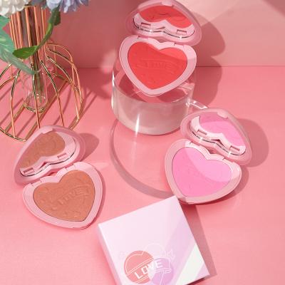 China Mini Waterproof 3 Colors Heart Shape Blush High Dye Powder Colorful Cheek Blush Cute Private Label Tint Blush Flat With Your Own Logo for sale