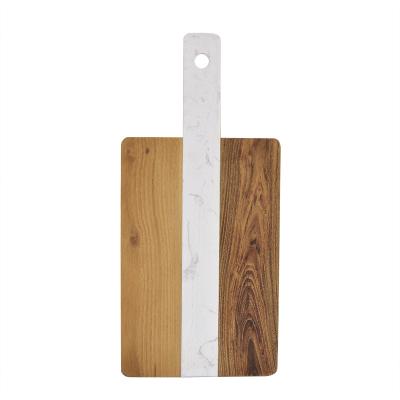 China Sustainable RectangleTeakwood And Serving Board Kitchen Panel Marble Cheese Break Panel With Handle for sale