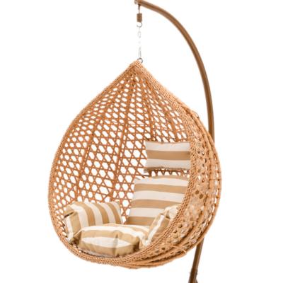 China Modern Outdoor Garden Wicker Synthetic Wicker Furniture Handicraft Patio Swing Hanging Weaving Chair for sale