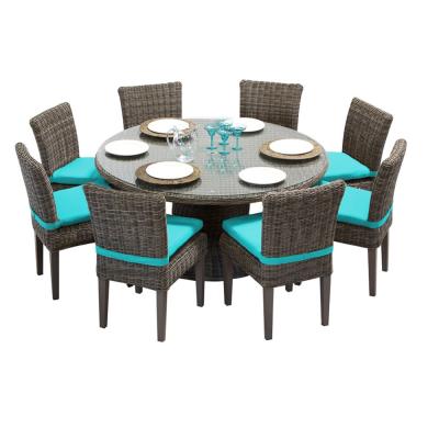 China Cheap waterproof rattan wicker dining round table set with chairs for garden, patio and outdoor for sale