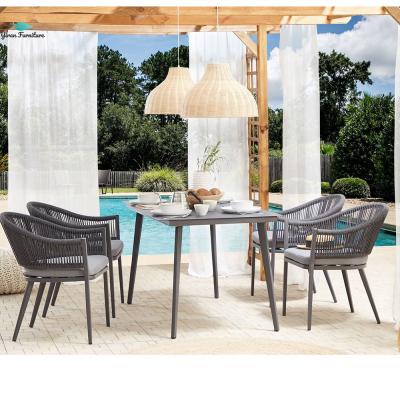 China Patio Garden Sets Easy Carry Dining Table Set Aluminum Woven Rope Outdoor Furniture for sale