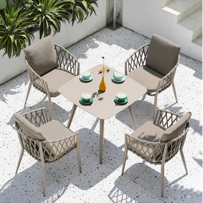 China Garden Furniture Easy Carrying Outdoor Hotel Dining Table And Chair Rope Set Furniture for sale