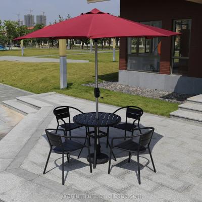 China Weather resistant outdoor wood furniture poliwood table and chair patio dining sets for sale