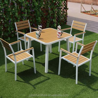 China Weather Space Saving Heavy Duty Chair For Garden Set Outdoor High Density Plastic Wood Patio Furniture for sale