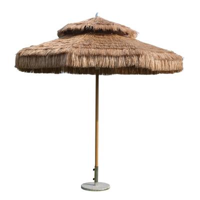 China Durable Outdoor Patio Furniture Side Umbrella High Quality Beach Umbrella in Artificial Yellow Grass for sale