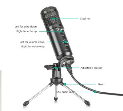 China Hot Selling USB Microphone Microphone Set Condensador Studio Microfono Desktop for sale