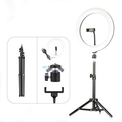 China Plastic led ring light with flexible microphone clamp stand selfie tiktok led usb interface for sale