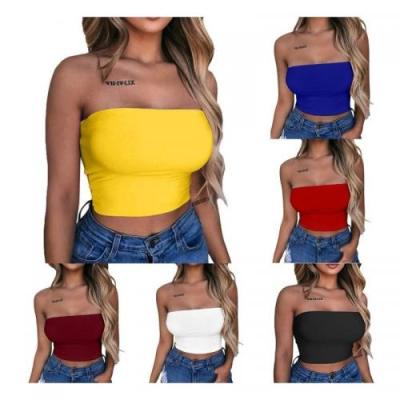 China Breathable Custom Women Plain Tube Tops Wholesale Cheap Strapless White Crop Tops for sale