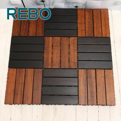 China Modern Interlocking Outdoor Bamboo Garden Deck Tiles 30x30cm for sale