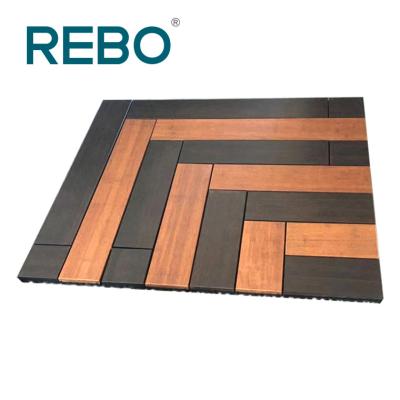 China REBO Click Lock Modern Easy Strand Woven Parquet Bamboo Building Board for sale