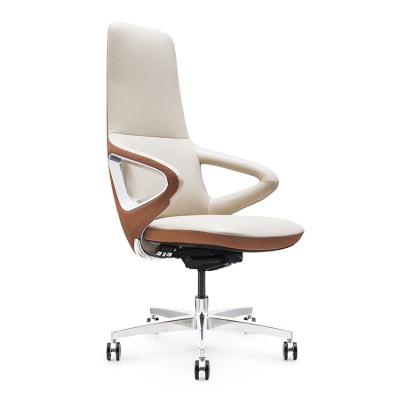 China (Height) Modern Design Adjustable High End Genuine Leather Office Chair With Connected Armrest for sale