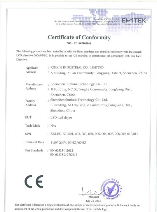 CE - Shenzhen Sunkun Technology Co.,Ltd