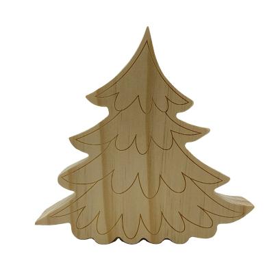 China Hot Selling China Vintage Wood Decoration Christmas Tree Ornament Pine Wood Hanging Pieces for sale