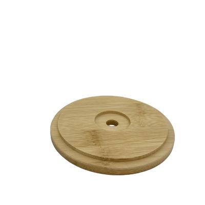 China Wear Resistant And Not Easy To Deform China Supplier Food Grade Round Container Lid Tea Coffee Cover Candy Glass Bottle Bamboo Wooden Cover for sale