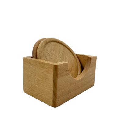 China Wear-resisting and not easy to deform low cost professional high quality marble wooden beech cup set coaster for sale for sale