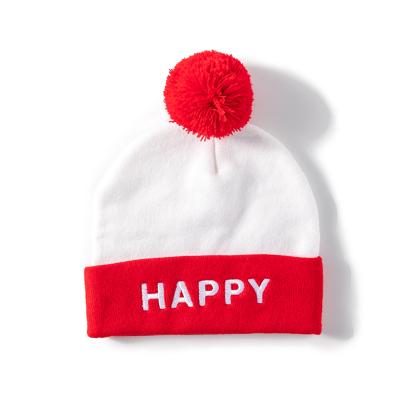 China JOINT Wholesale Good Quality And Cheap Custom Winter Acrylic Knit Beanie Hats With Pom Pom For Christmas for sale