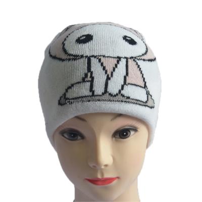 China Kids COMMON Beanie Cute Knitted Cartoon Characters Custom Knit Embroidery Logo Beanie Sports Hats for sale