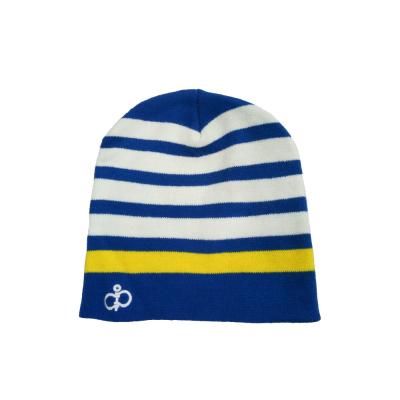 China COMMON Winter Beanie Hat Stripe Caps Cheap Custom Sports Beanie Hats Wholesale Knit Jacquard Embroidery for sale