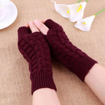 China Custom Made Soft And Warm Knitted Winter Women Arm Warmer Female Hand-arm Gloves Long Mittens Gloves Men Elastic Fingerless Women Winter for sale