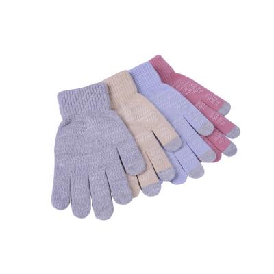 China Soft And Warm Fashion Silica Gel Printing Women Winter Knitted Mitten Glove Motorcycle Gloves Women for sale