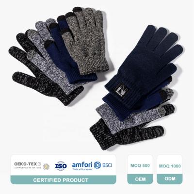 China Comfortable Customize Touch Screen Acrylic Winter Magic Gloves Men Warm To Stretch Knitted Wool Mittens Touch Screen Gloves for sale