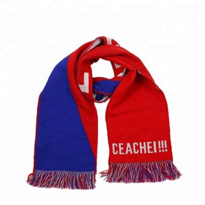 China Custom Made Fashion Sports Soccer Fans Eco-friendly Acrylic Knitted Scarf for sale