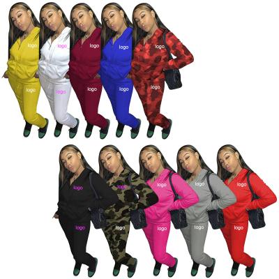 China Sustainable Seller Logo Drop Winter Jogger Tracksuit Clothes Zipper Women Custom Hooded Tops Jogging Sweatsuit Women 2 Piece Set Wholesale for sale