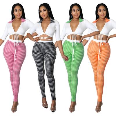 China 2022 Summer Women Clothing QUICK DRY Lady 2 Piece Set Plus Size Fashion Tracksuit Long Sleeve Crop Top Plaid Shirt Panty Sexy Two Piece Set for sale