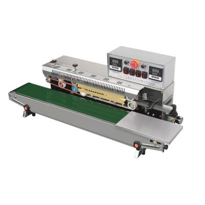 China 190907M Commercial Table Top Continuous Inflatable Solid Ink Coding Strip Sealer Wrapping Machine for sale