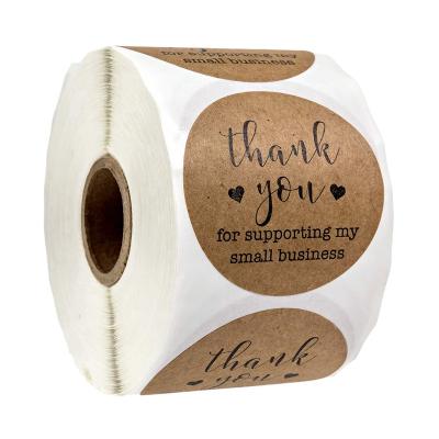 China Eco-Friendly 1 Inch Round Kraft Paper Labels For Packaging Thank You Adhesive Stickers Roll For Small Business Stiker Etiquetas Pegatinas for sale