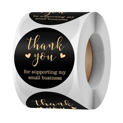 China 1 Inch Eco-Friendly Printing Stickers Stiker Etiquetas Adhesivos Gold Foil Sealing Stamping Thank You Paper Adhesive Labels Pegatinas for sale