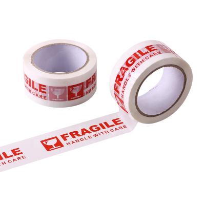 China Waterproof Adhesive Fragile Tape Packing Custom Printed Red Color OPP Bopp Packing Tape Handle With Care Care Washitap Fragile Warning Device for sale