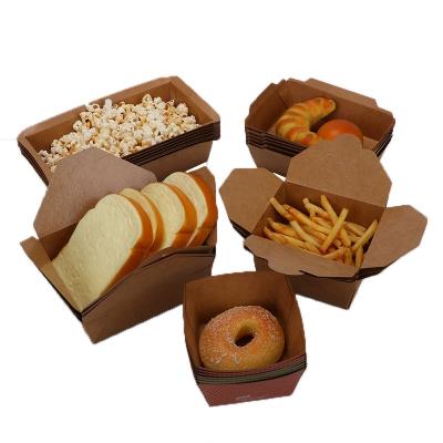 China Recyclable Donut Bakery Brand Box Custom Chicken Wings Cake Wrapping Paper Food French Fries Box Takeout Packaging Togo Box for sale