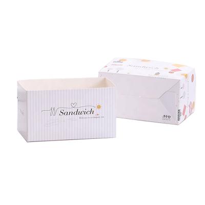 China Recyclable Custom Disposable Bento Square Hamburger Bread Breakfast Food Packaging Box Sandwich Food Packaging Box for sale