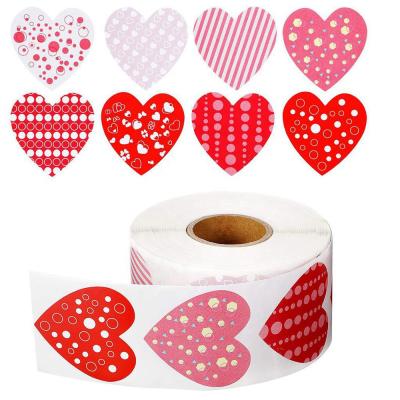 China Custom printed stickers eco-friendly labels vinyl roll heart shape coated paper sticker stiker labels for wrapping gift decoration etiquetas for sale