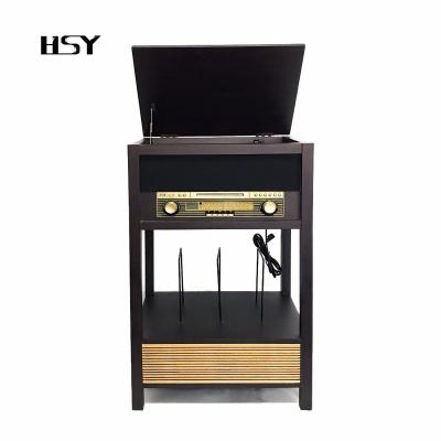 China Vintage Vinyl Record Turntable Radio Player With Record Bookshelves AM/FM Stereo Radio for sale