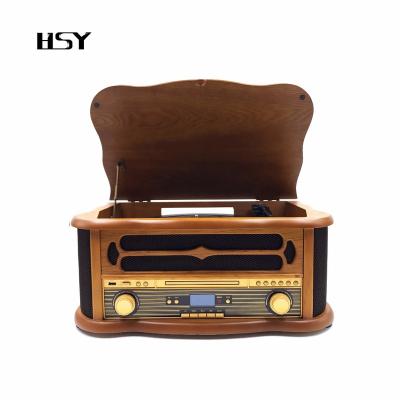 China Retro BT USB Phonograph Record Wooden Turntable CD Radio Player for sale