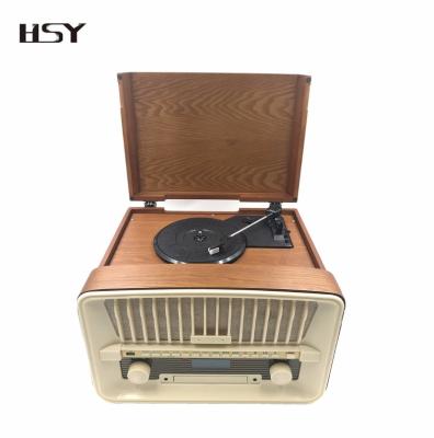 China Wooden CD Vintage DAB Phonograph CD Player USB SD BT Vinyl Record Player for sale