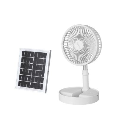 China With Light Height Adjustable Standing Round Led Solar Charging Retractable Folding Fan For Outdoor for sale