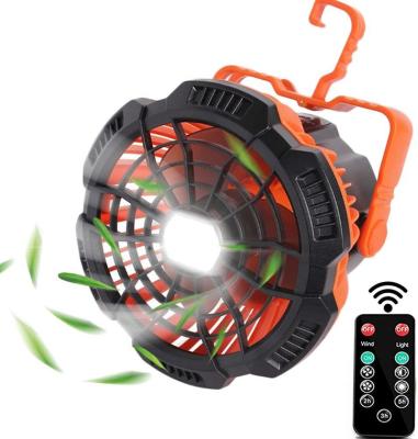 China Black Portable Usb Remote Control Mini Fan With Light De Luces Led Fan Rechargeable Camping Solar for sale