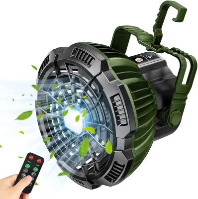 China Portable USB Remote Control Mini Fan With Light 5200 Mah Led Rechargeable Camping Solar for sale