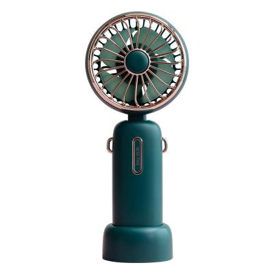 China Hotel Green Mini Cover Removeable Rechargeable Handheld Small Fan With Three Speed ​​Adjustment for sale