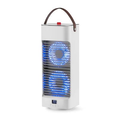 China Water Cooling Double Fan 4000mAh LED Nanometer Double Mist Spray Table Hanging Colorful Water Cooling Fan For Hotel for sale