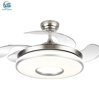 Κίνα 2034 42 Inch Modern Remote Control Retractable Fan Light Led Designer Luz Con Ventilador Oculto T προς πώληση