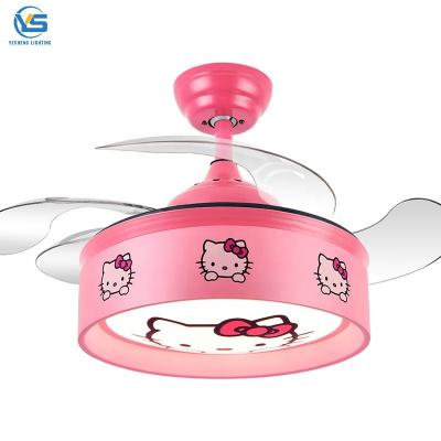 China 2041B Children remote control 36 inch bladeless 220v ceiling fans with lights lamp led designer luz con ventilador oculto techo for sale