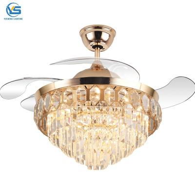 China crystal chandelier fan with 42inch with remote control ceiling fans with crystal chandeliers for sale