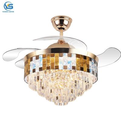 China Crystal Chandelier Fan Fan Crystal Chandelier With Remote Control Ceiling Fans With Crystal Chandeliers for sale