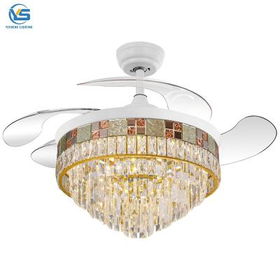 China Crystal Chandelier Fan With 42inch With Remote Control Fan Crystal Chandelier Crystal Chandeliers for sale