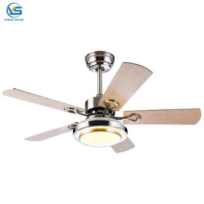 China D e techo Wooden Ceiling Fan Light Fixtures Remote LED 52 Brushed Nickel Bedroom Living Room abanico de techo for sale